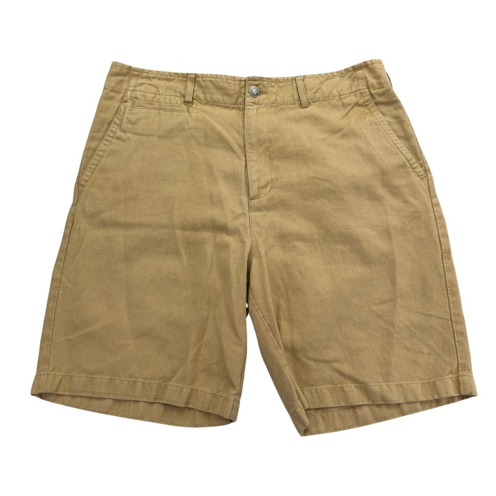 Gramicci Shorts Mens 34 Beige Chino Hemp Polyester Belted 10" Inseam Vintage